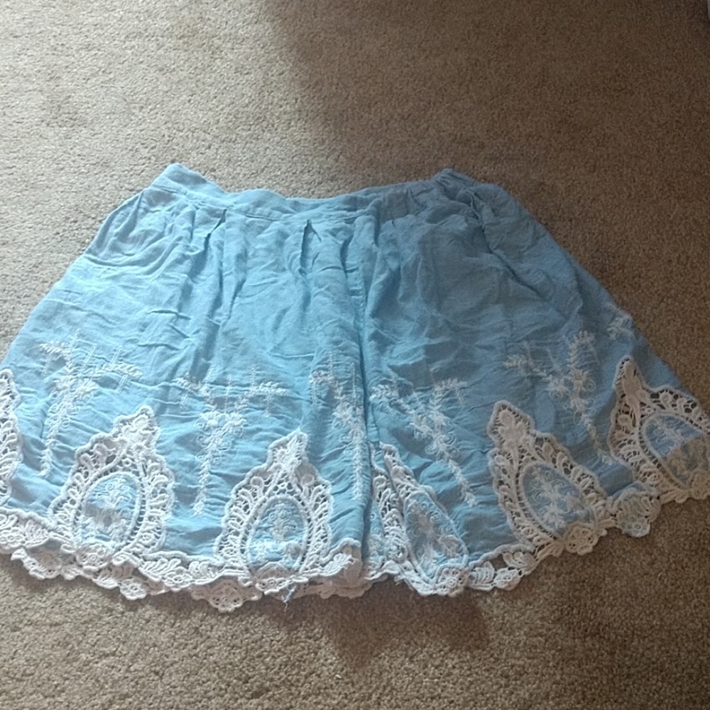 Blue and white lace skirt